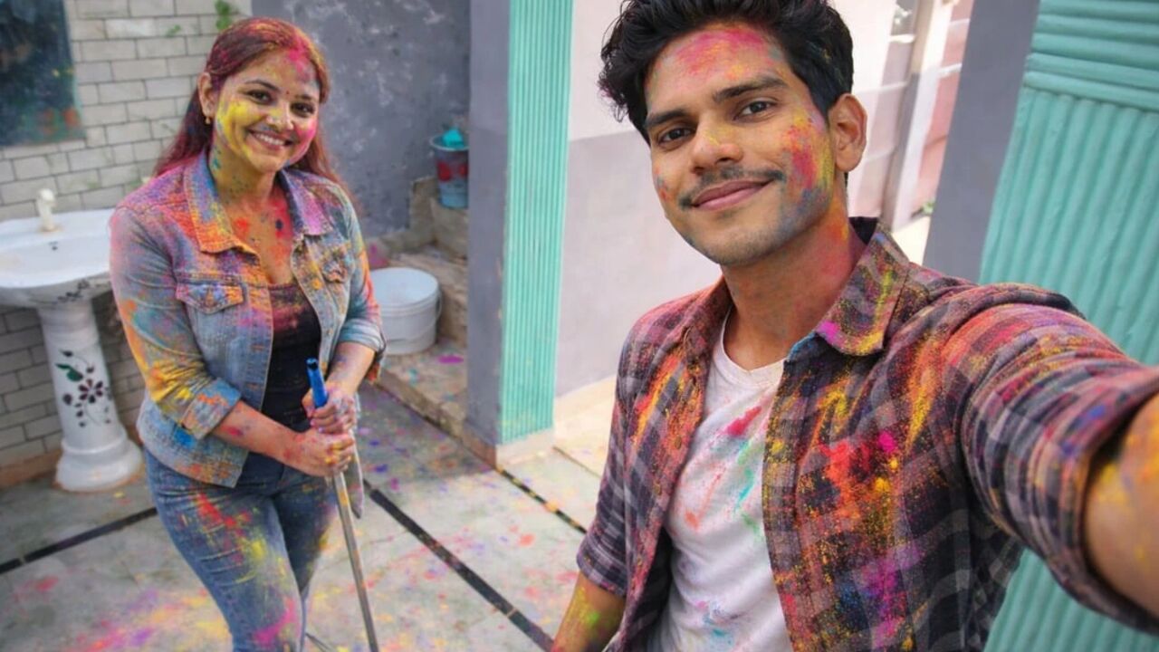 Newly Married Indian Woman With Holi Special Hot Video