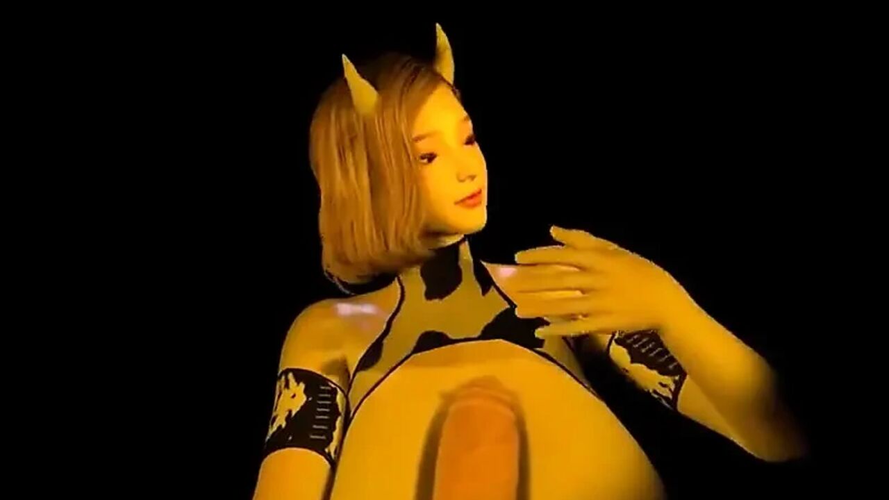 Tit Fucking a Cow Girl with Big Lactating Boobs