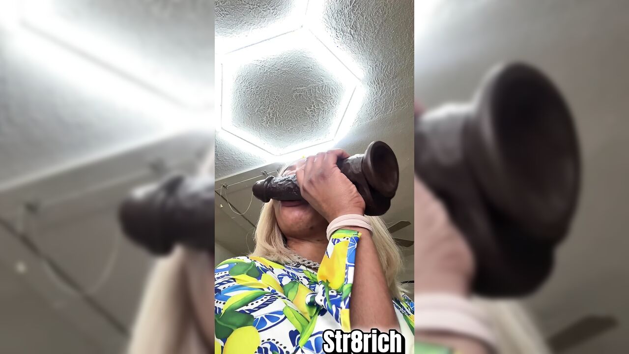 Me sucking this big black cock while on the phone with my cuck sissy