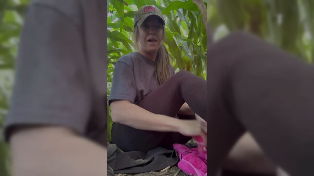 Masturbating in a Corn Field with Dildo