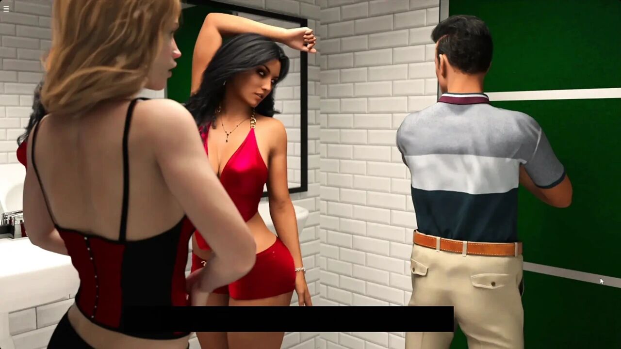 Two Horny Lesbian Girls Threesome With Guy In Public Toilet