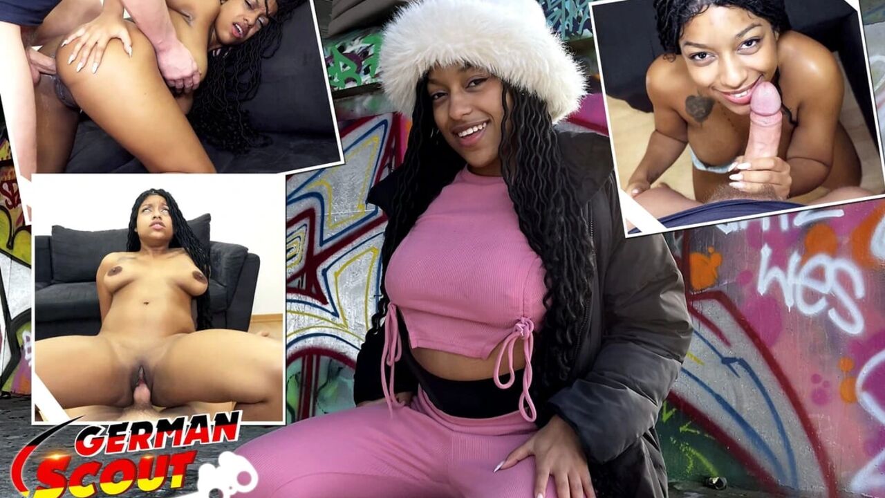 German Scout - No Condom Anal Sex at Pick up Casting for Black Girl Vicky Menage