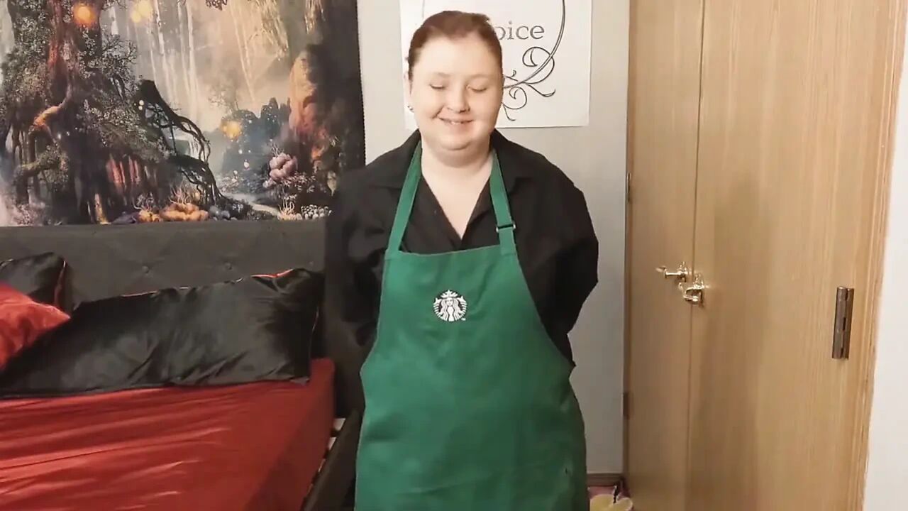Starbucks apron striptease