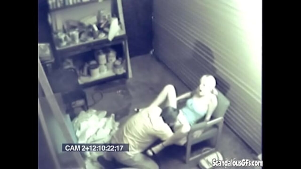 Blonde Girl Fucking hardcore on garage caught on camera