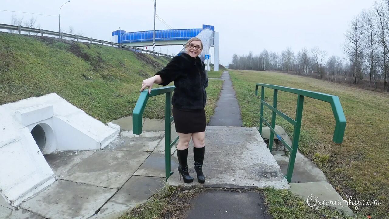 Butt plugged slut in an overpass