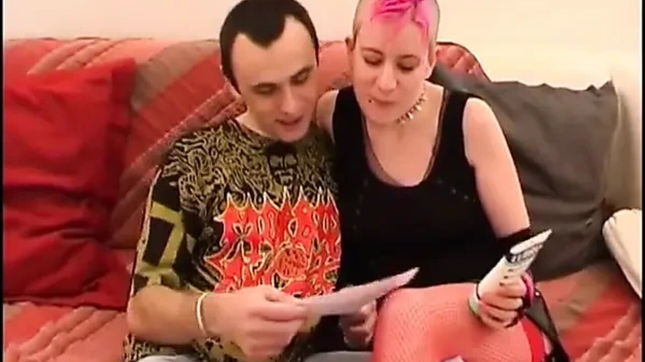 Wild Slut with Mohawk Masturbates with Dildo