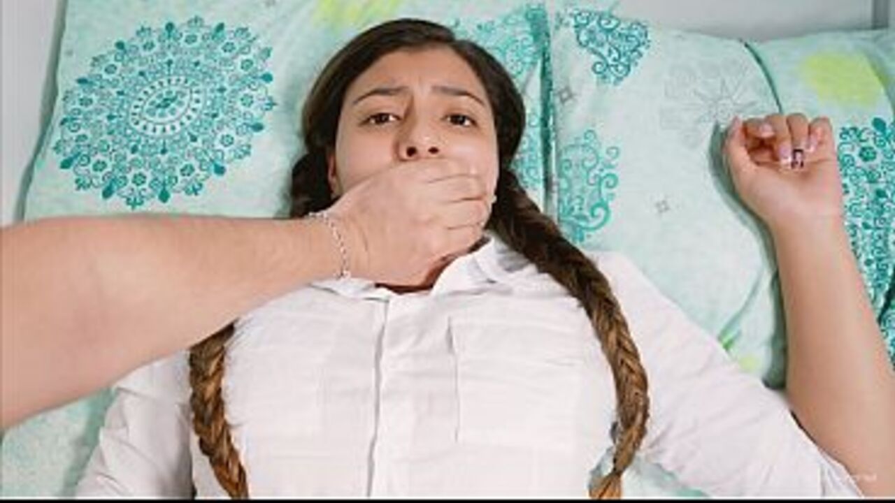 Shh, shh, don't scream! - Stepbrother fucks his stepsister when they're alone at home.
