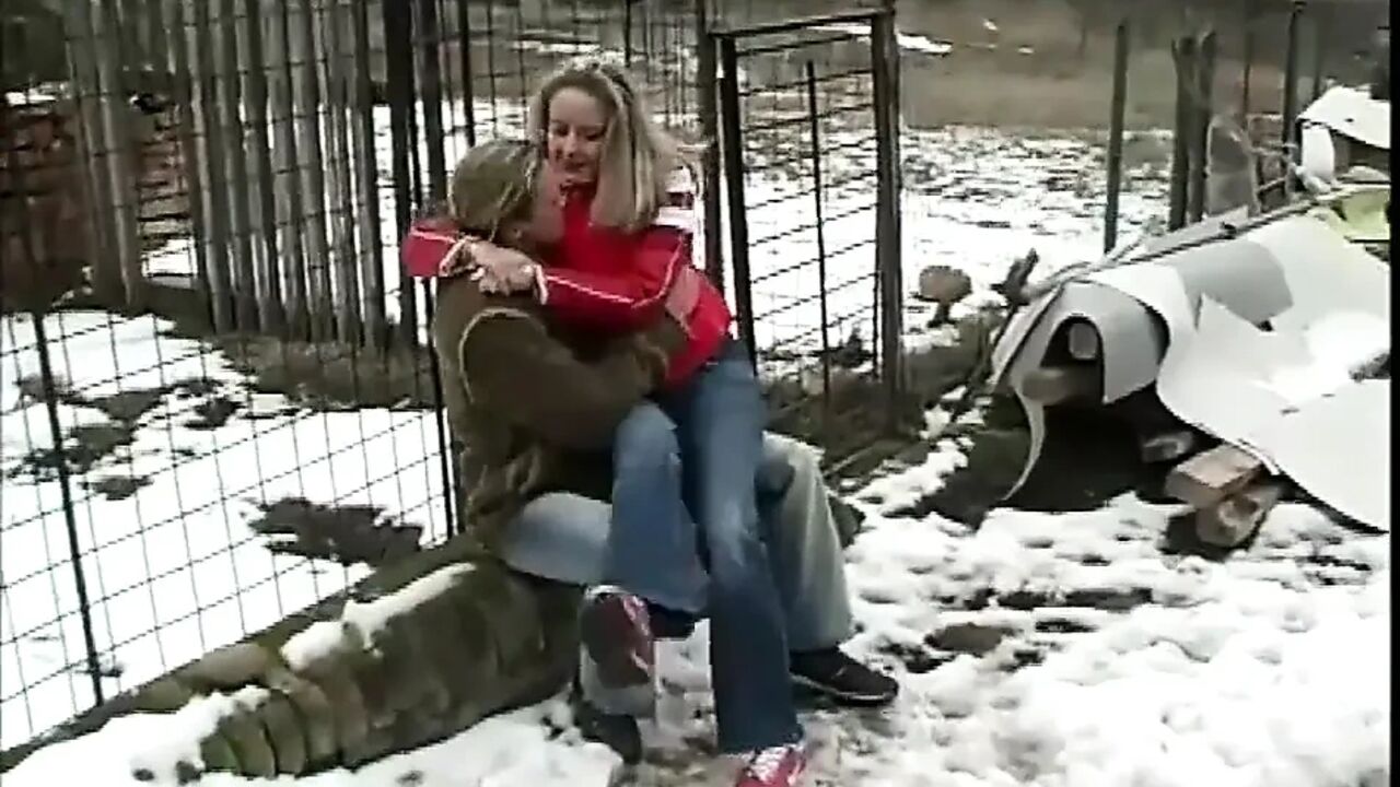 Sexy lesbians pussy dildo penetrated in the garden