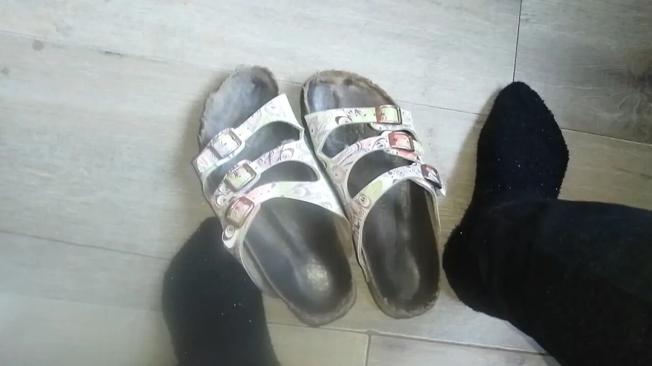 Worn-out Birkenstock shoes