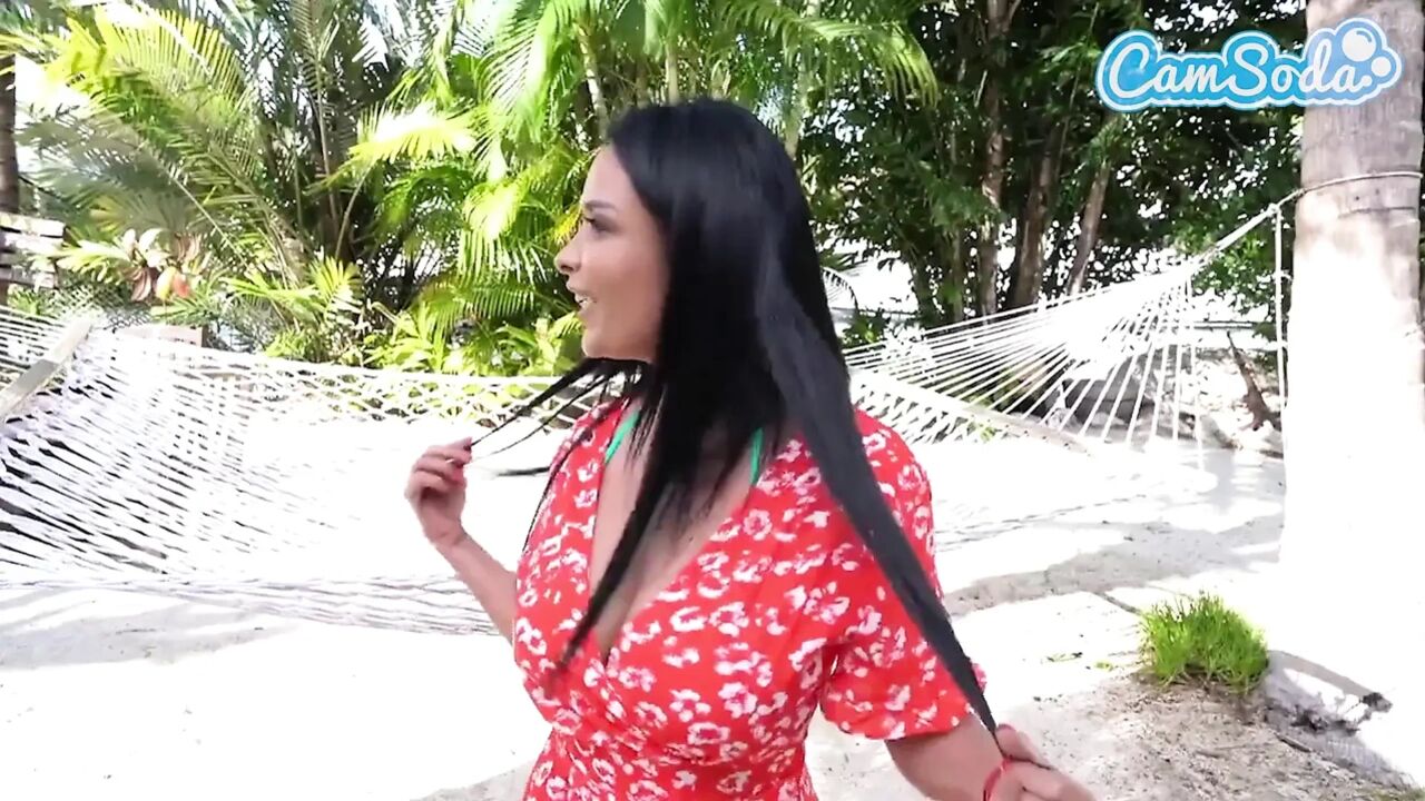 French MILF Anissa Kate Vacation Fuck: Oiling Her Big Natural Tits & Ass on the Sand, Eats Cum off Her Boobs