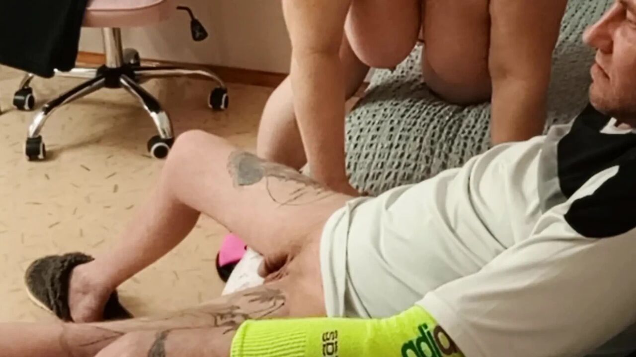 Stepmom swallows cum after deep gentle blowjob