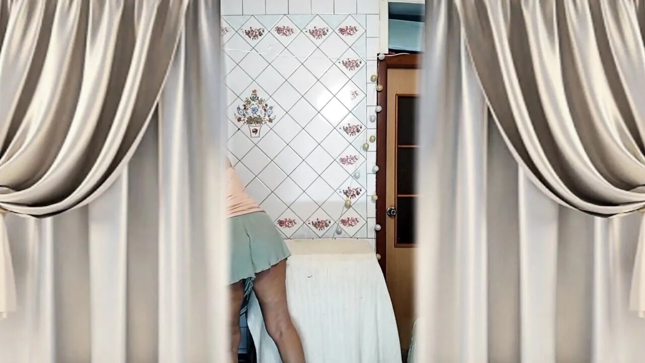 Hot Housewife Lukerya Dances in the Kitchen in the Morning.