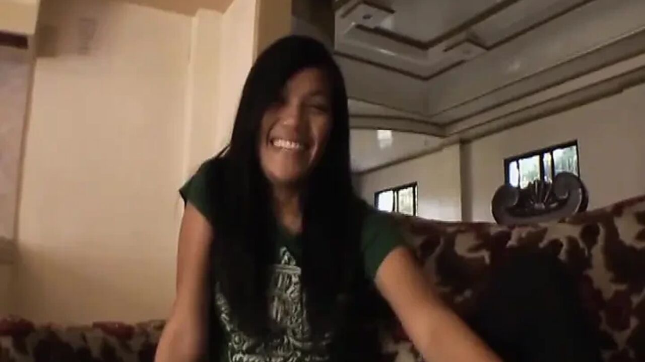Slender asian girl doing casting for the first time