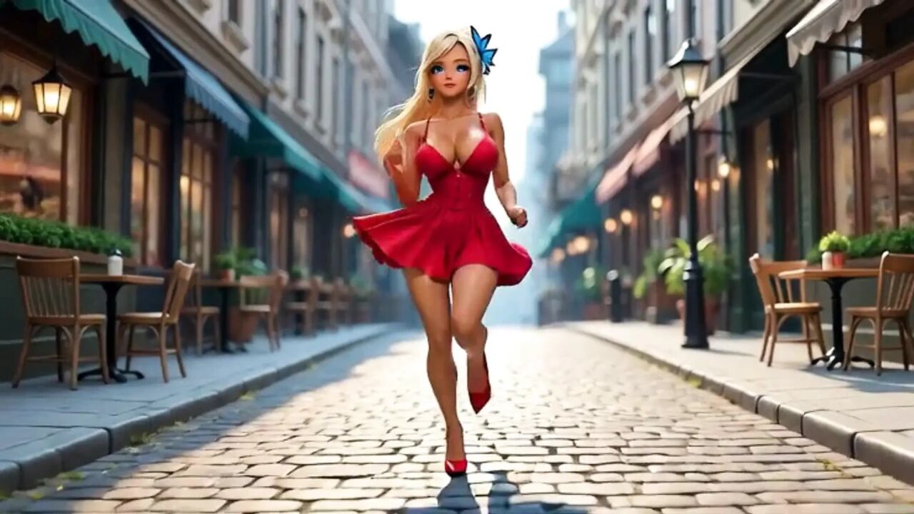 Rumi-Sexy Girl in Red Dress. Tease to Missionary Madness