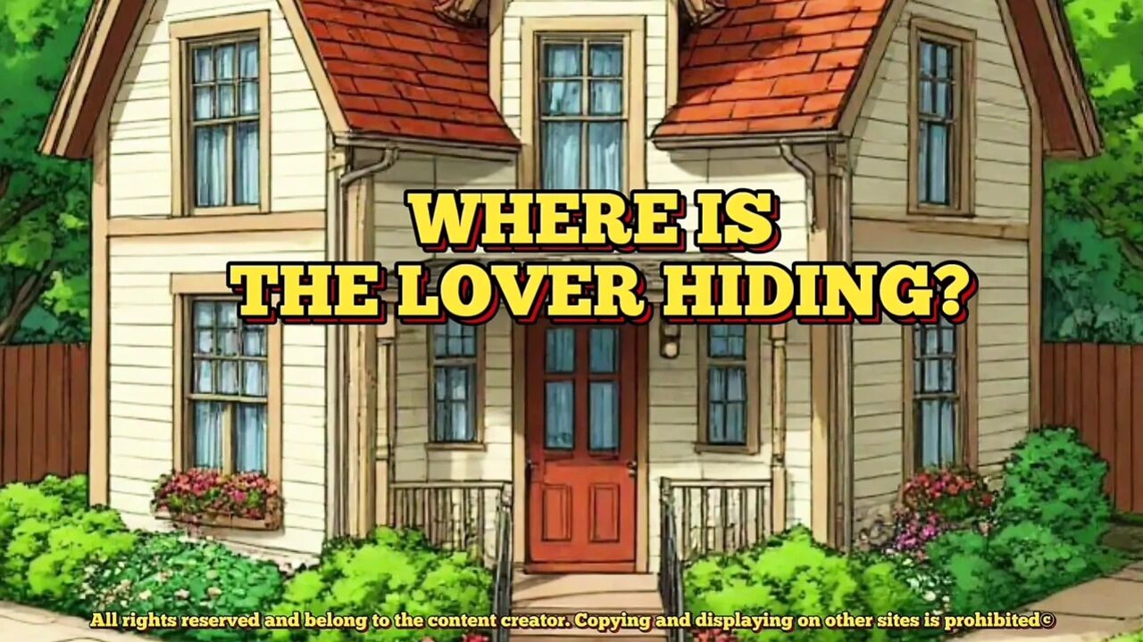 Cuckold Husband Is Furious That His Wife Is Cheating with Her Lover. Cartoon