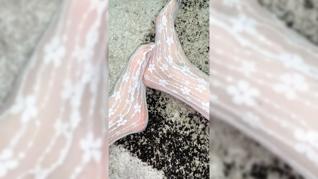 Playing with my feet in sexy white socks