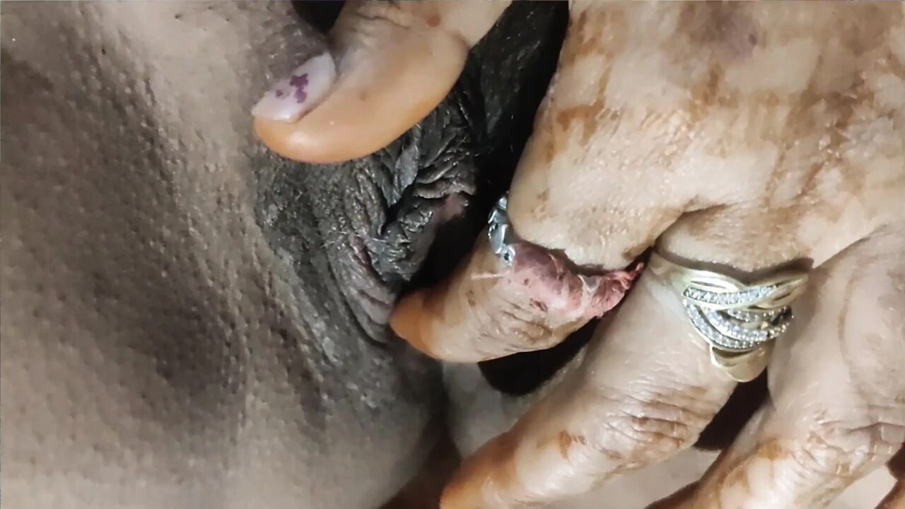 A open pussy in bedroom with nude boobs