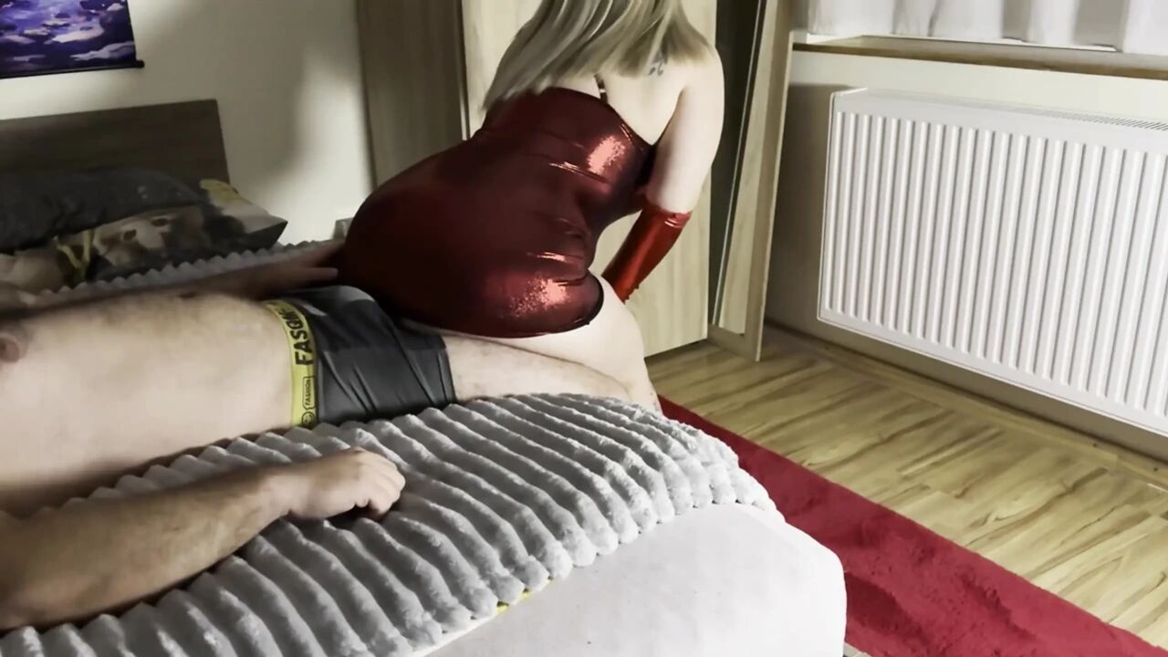 My Stepsister Was Showing off How Sexy She Was in a Shiny Dress and Shiny Gloves Until My Girlfriend Got Home