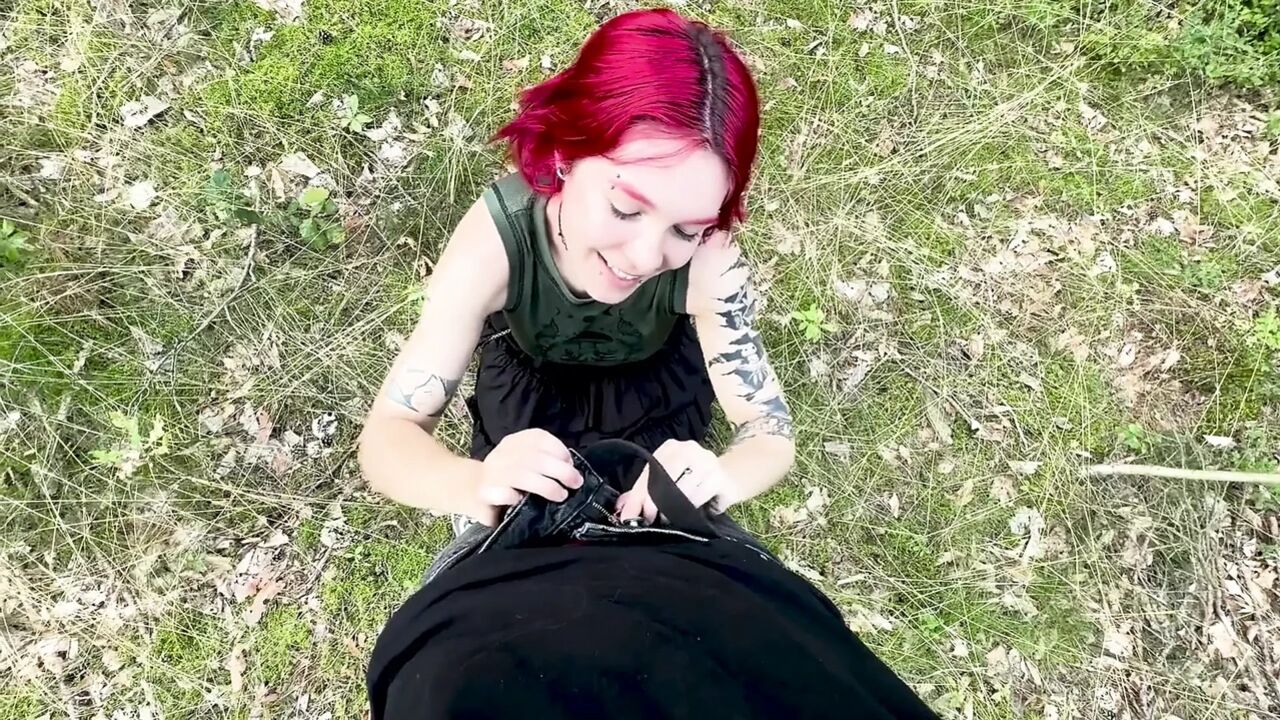 Outdoor Forest Blowjob - We Almost Got Caught
