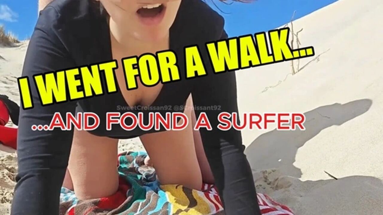 CATRINE CROISSANT - Horny French Wife Hunts Surfer to Get FUCKED on the Beach