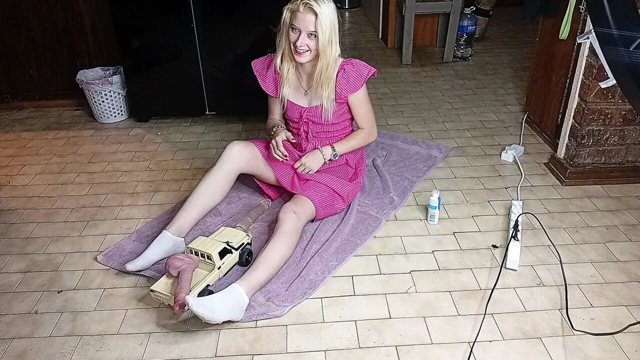 College Girl Gets Her Pussy Fucked with Rc Car