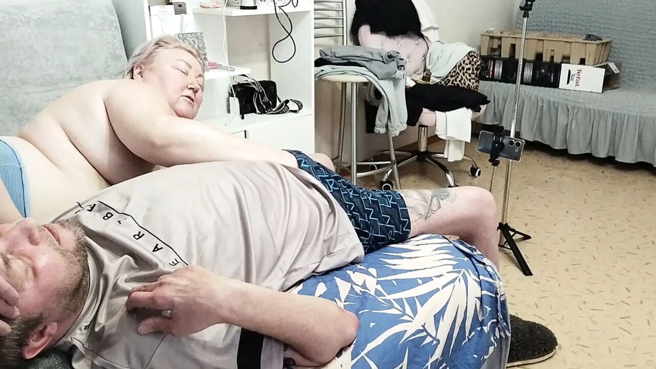 the mother-in-law sucks and swallows all the sperm