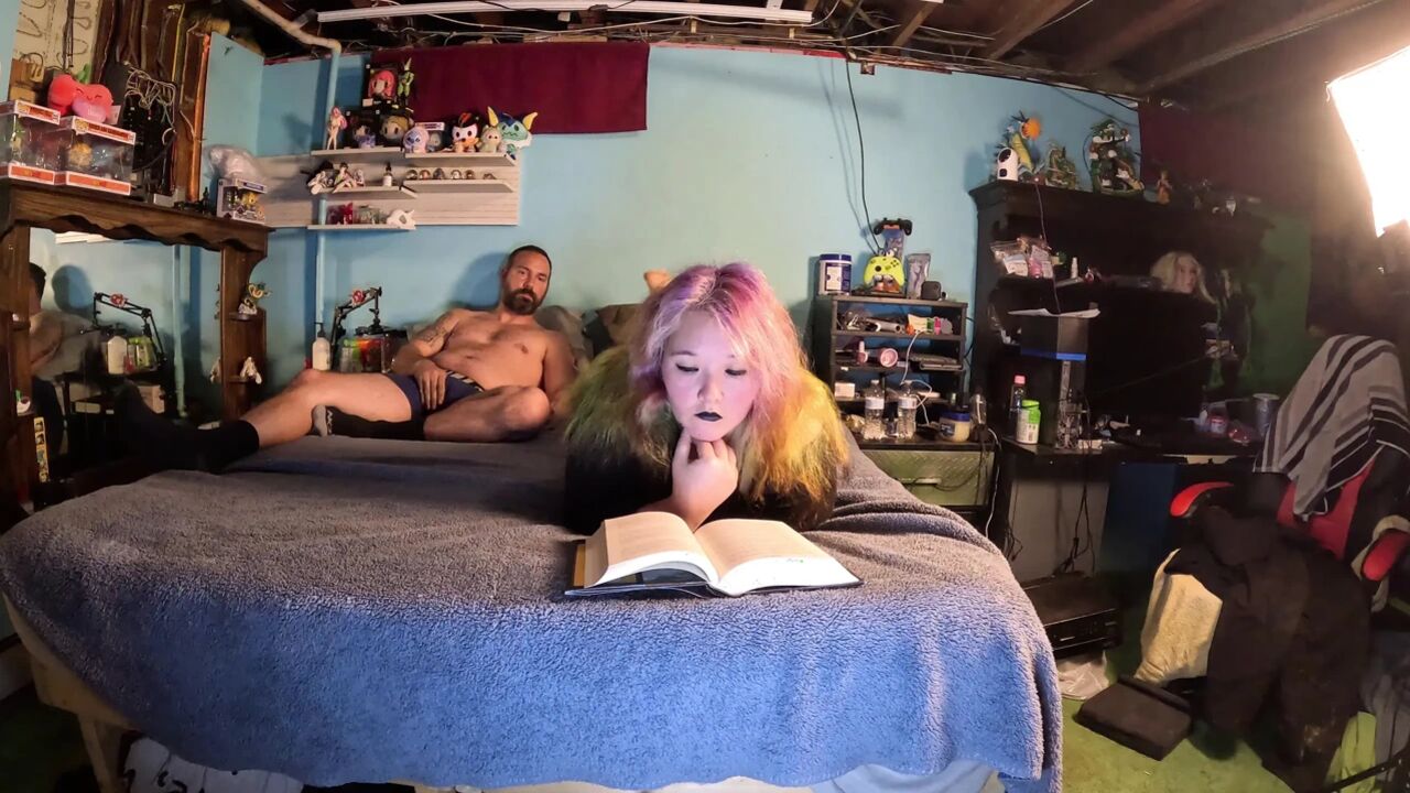 stepbrother interupts my smut reading with rough fucking and creampie