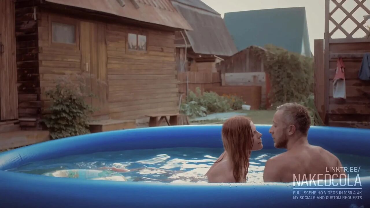 Nudists in the summer garden pool - pov cock sucking - NakedCola