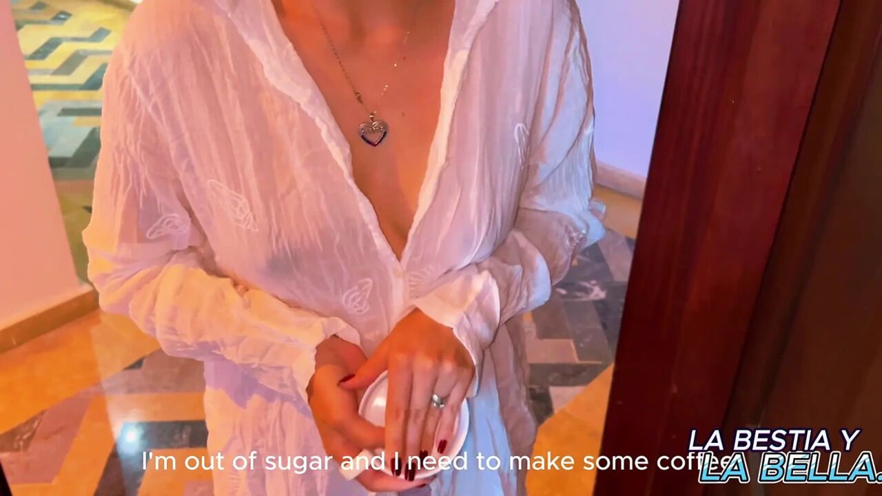 Neighbor Fucks Me in the Kitchen While I Ask Him for a Cup of Sugar.