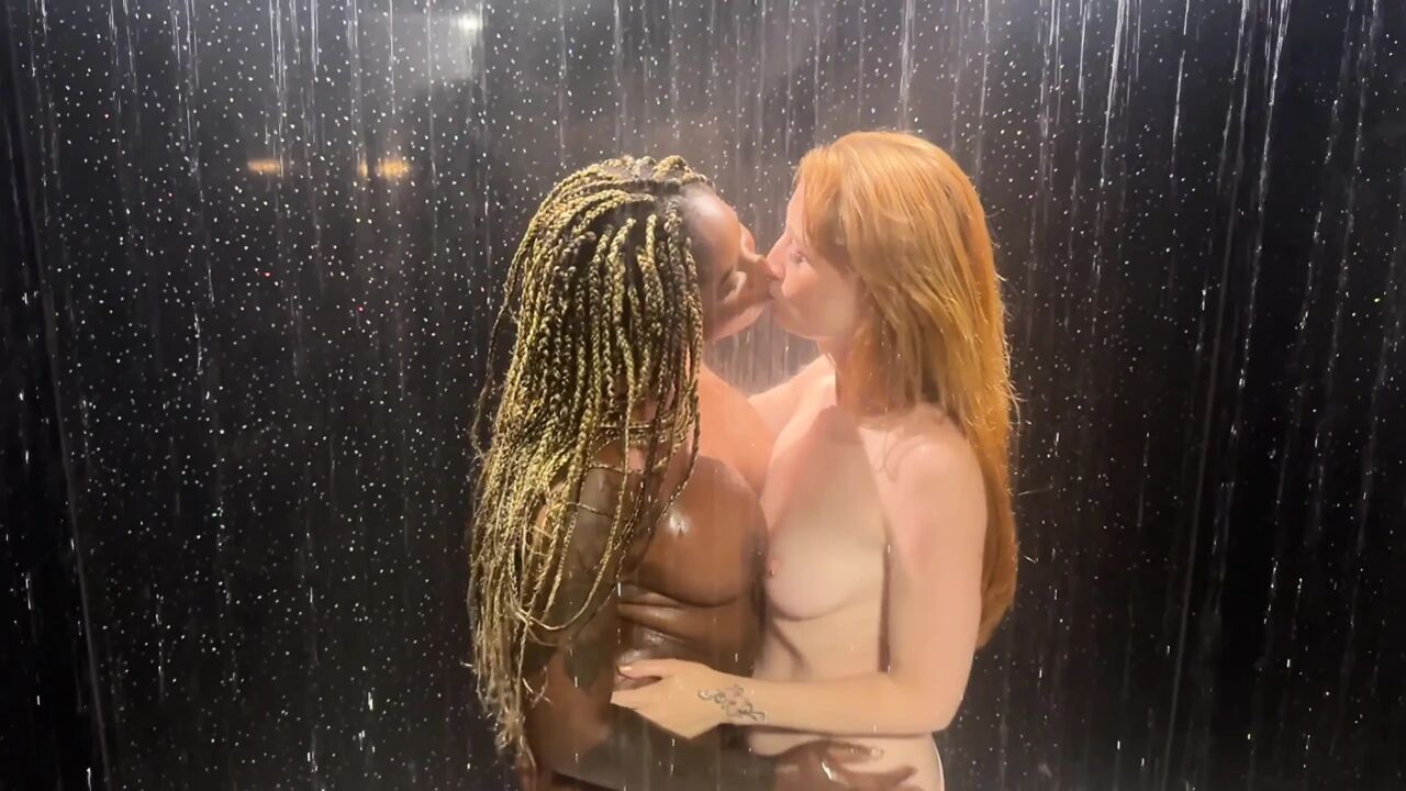 Interracial Lesbian Shower Fun