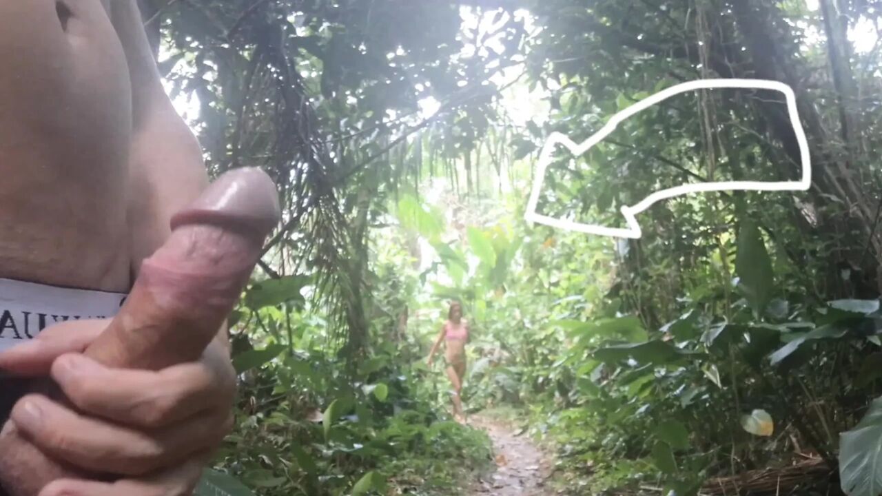 Risky handjob on the redhead beach trail kept an eye on my erection!