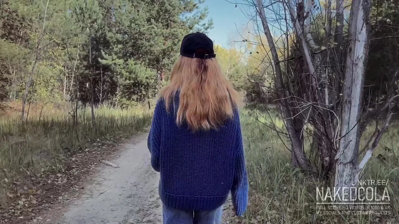 Stepsister pulled me into the forest for a blowjob - NakedCola
