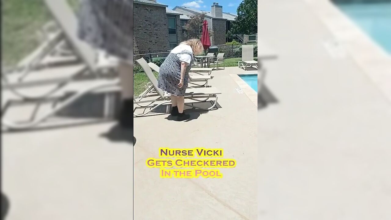 Nurse Vicki Wears Checkers to the Pool