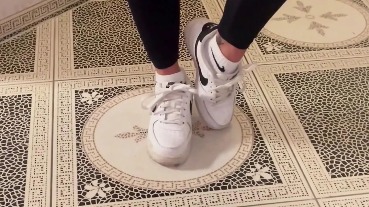 Dirty White Sneaker Worship - Valeria Night (Side View)