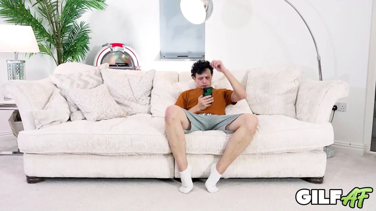 GilfAf- Granny Claire Knight Spanks Masturbating Lad and Rides Him Hard