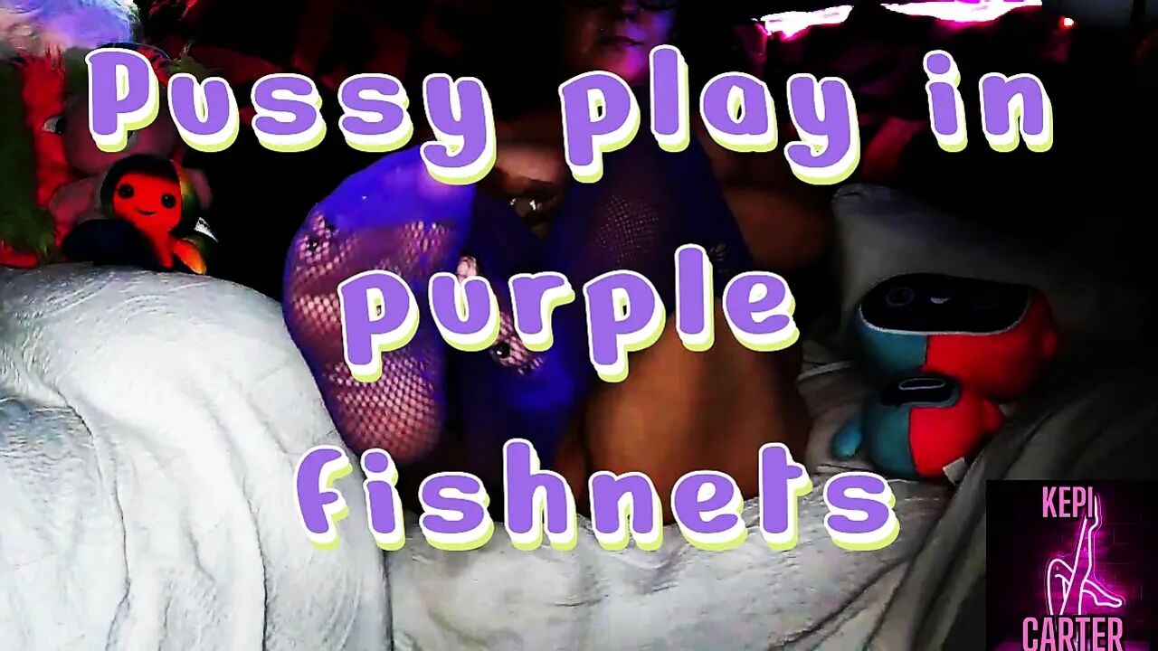 Kepi Carter Plays with Her Pussy in Purple Fishnets