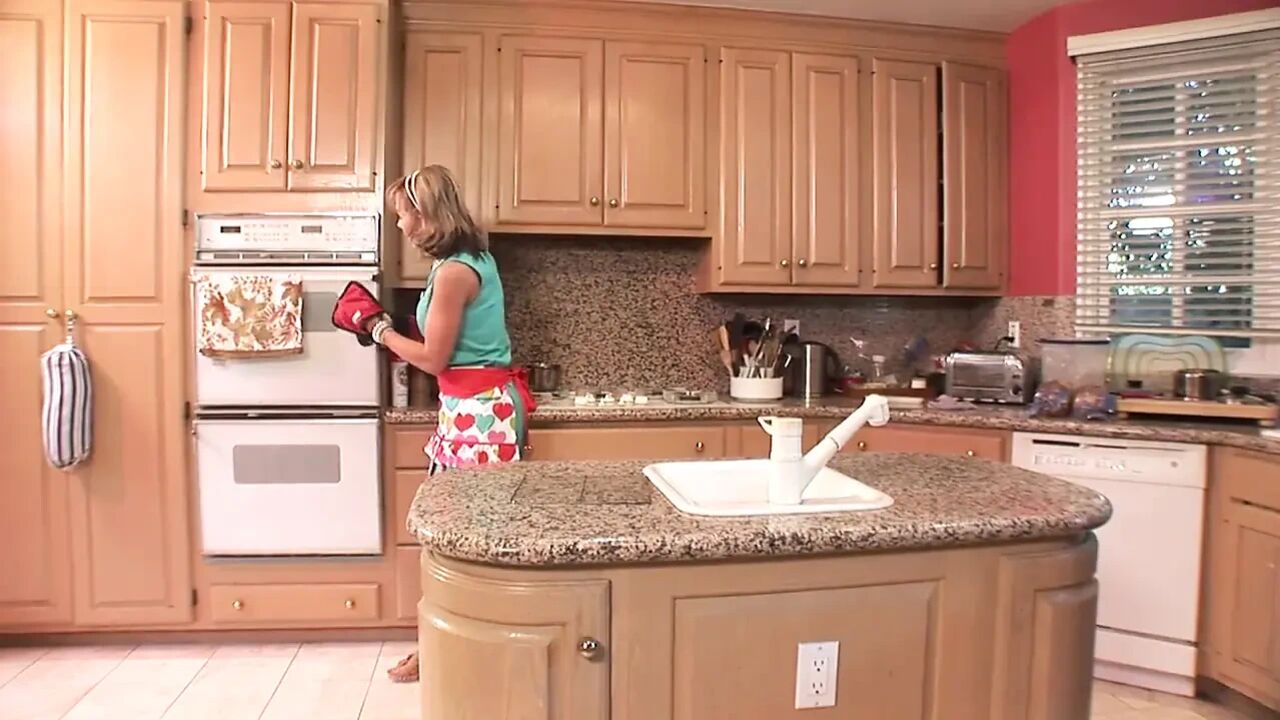 Big boobs in bondage fucking in the kitchen