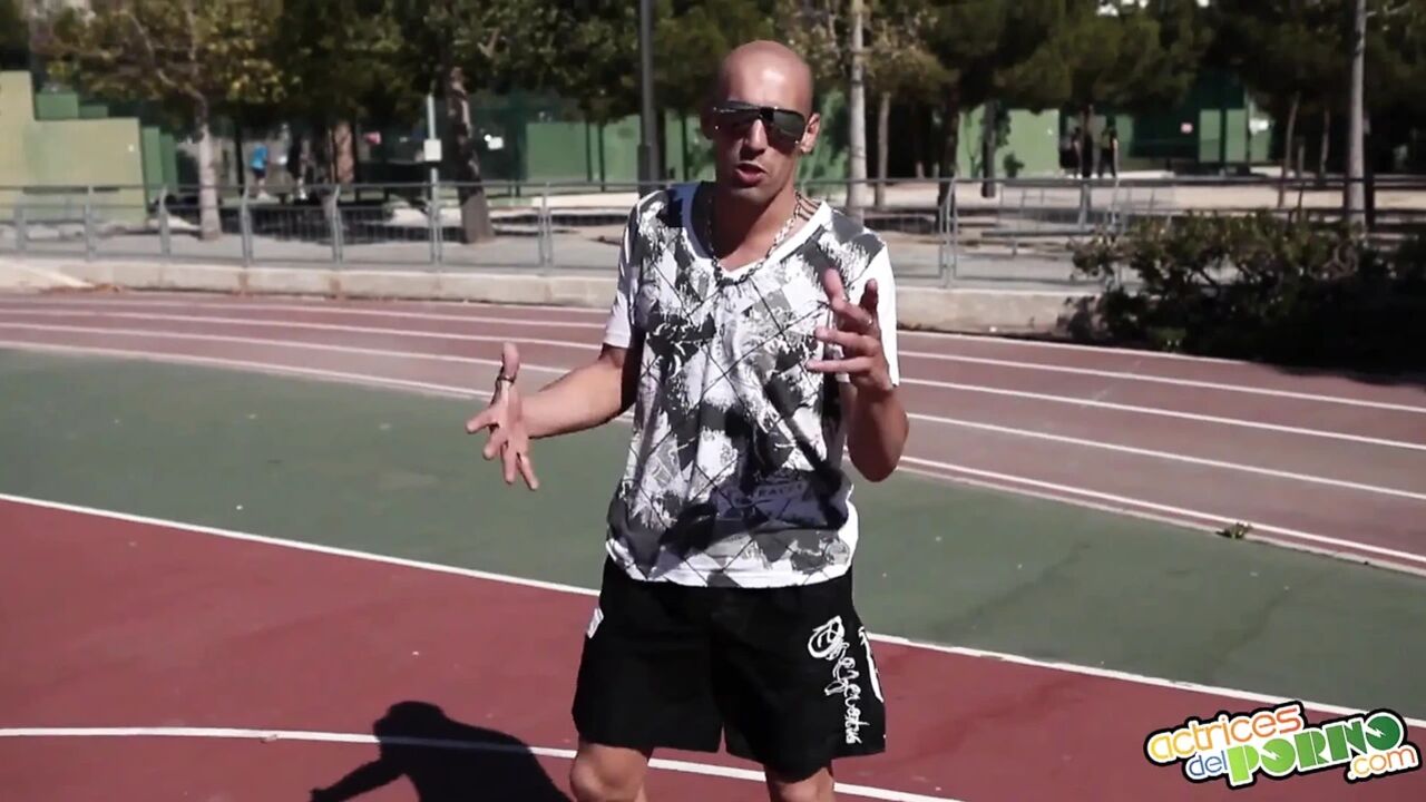 Smacking the basketball court