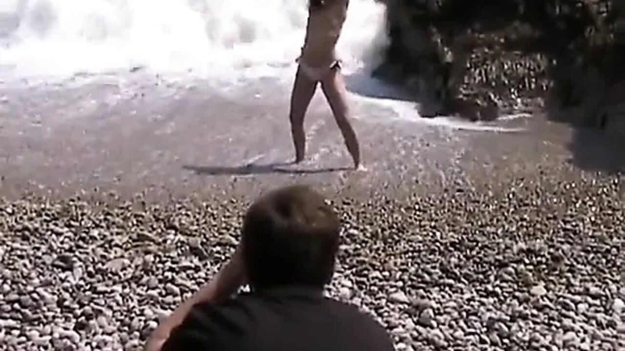 Horny Brunette Takes Ass Fucking on Beach