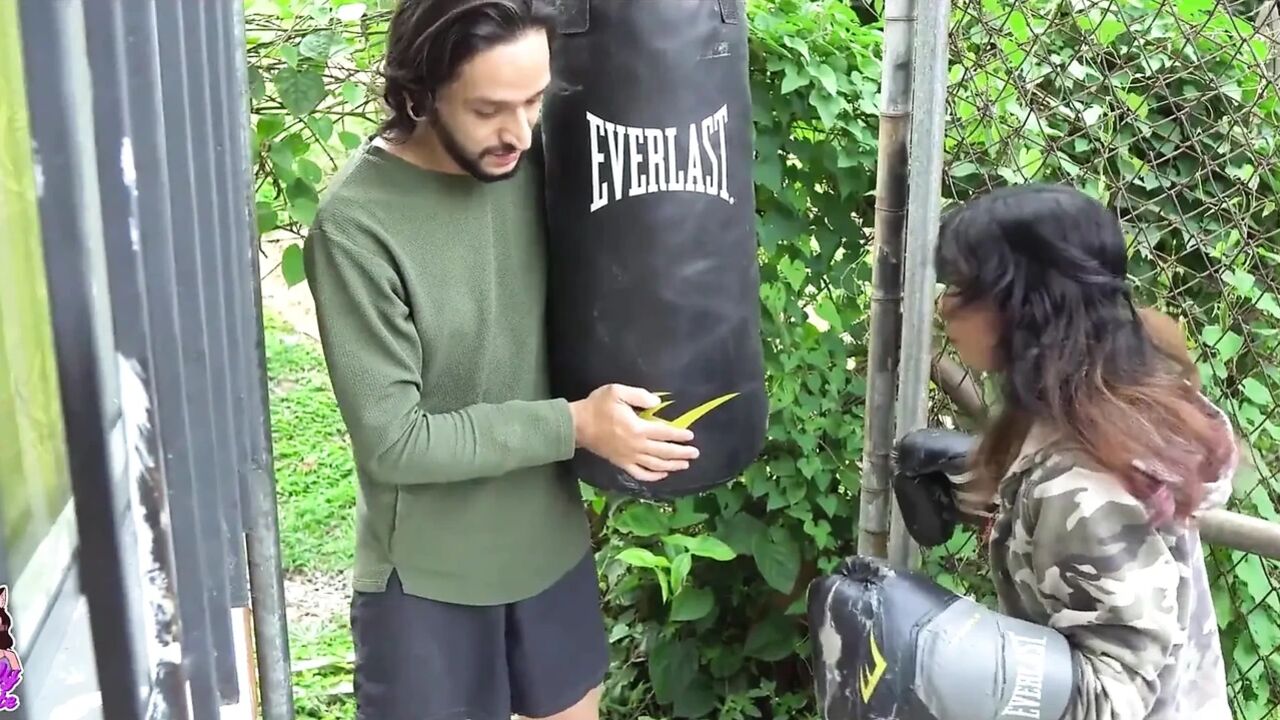 While Boxing I Hit the Neighbor and I Have No Choice but to Indulge Him by Sucking His Big Cock and Letting Him Fuck Me.