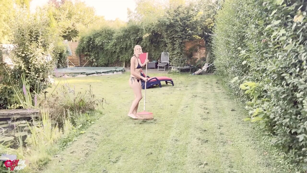 Horny Blonde Slut Fucked While Gardening!