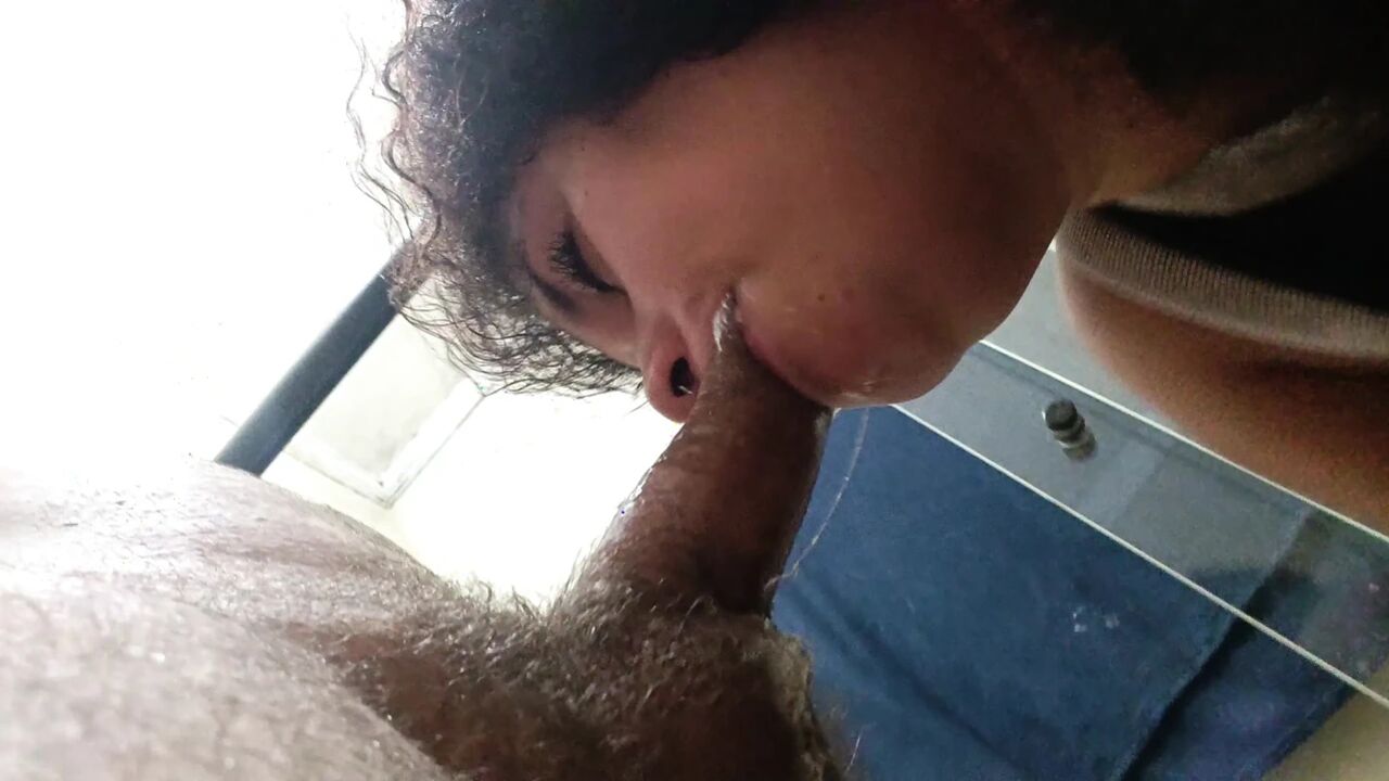 POV THIS PERVERTED LITTLE MOUTH DEVOURING A COCK IN THE BATHROOM