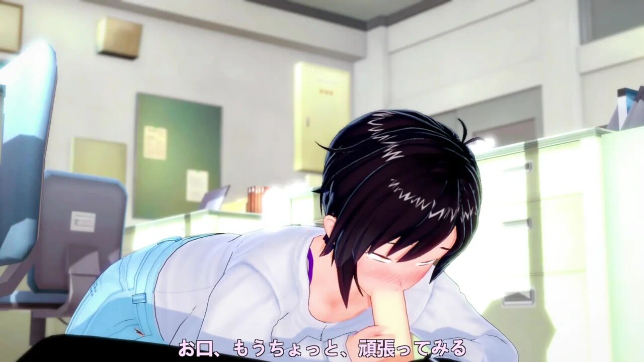 Fucking his best friend's mother in the Hentai office