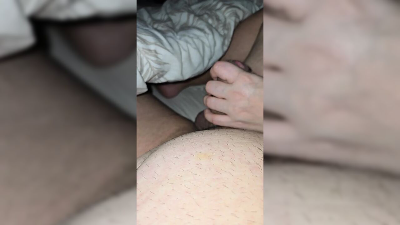 Step Mom Can't Lie Alone on Vacation and Comes to Step Son Bed anf handjob his dick