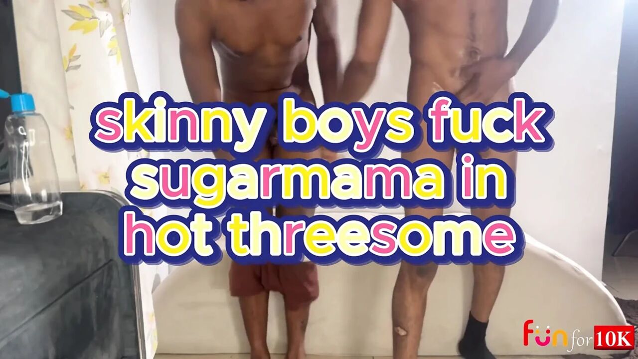 Skinnyboys fuck sugermama in hot threesome