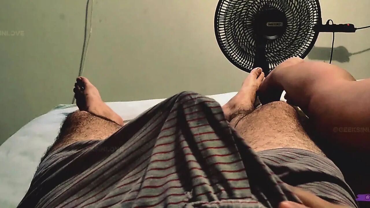 Handjob Tease Through His Pajamas Until He Can’t Take It