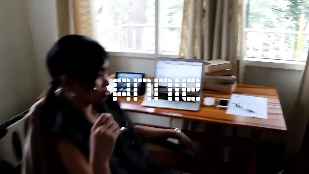 High heeled asian secretary teasing in the office