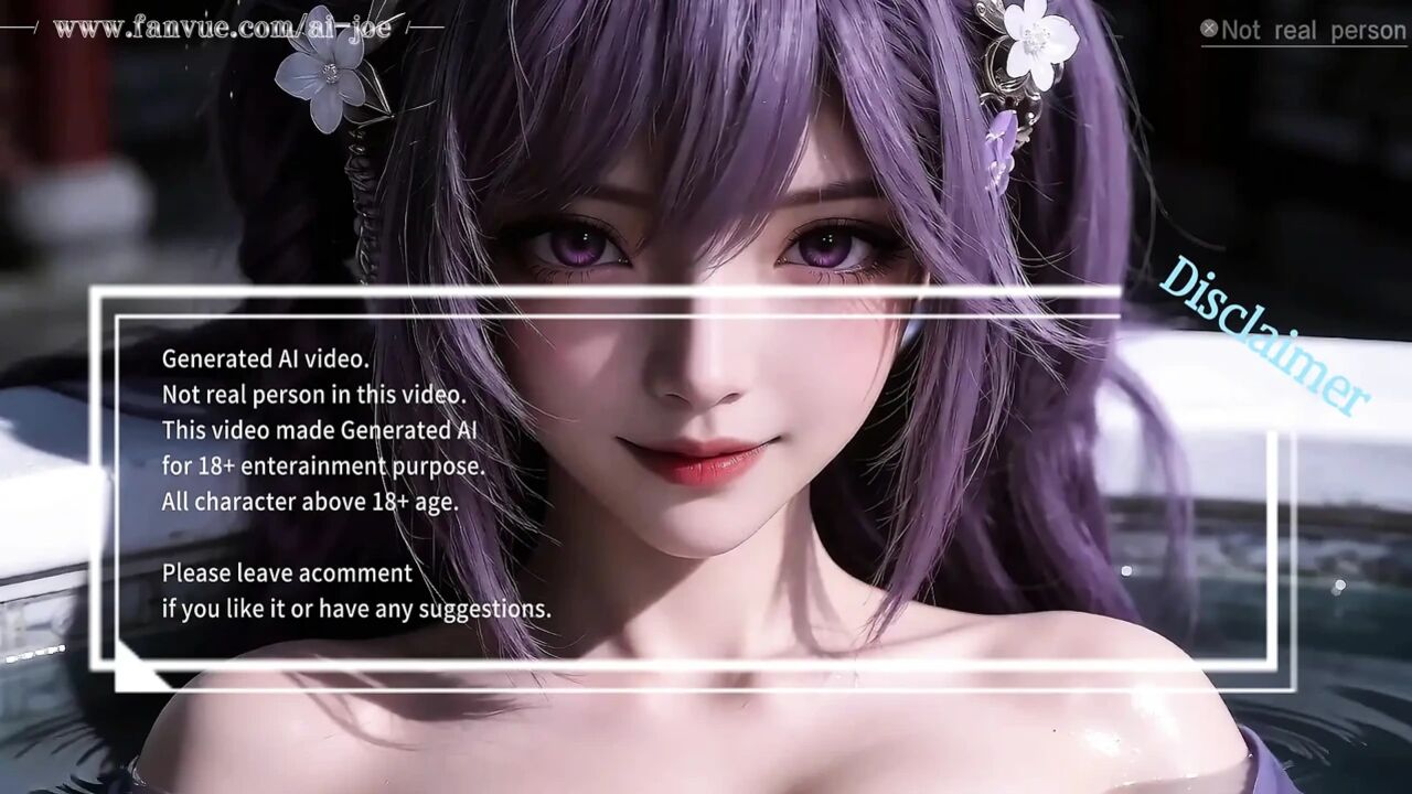 A beautiful woman with long classical purple hair, giving you a fairyland-like experience, 3-way sex, first episode AI-generate