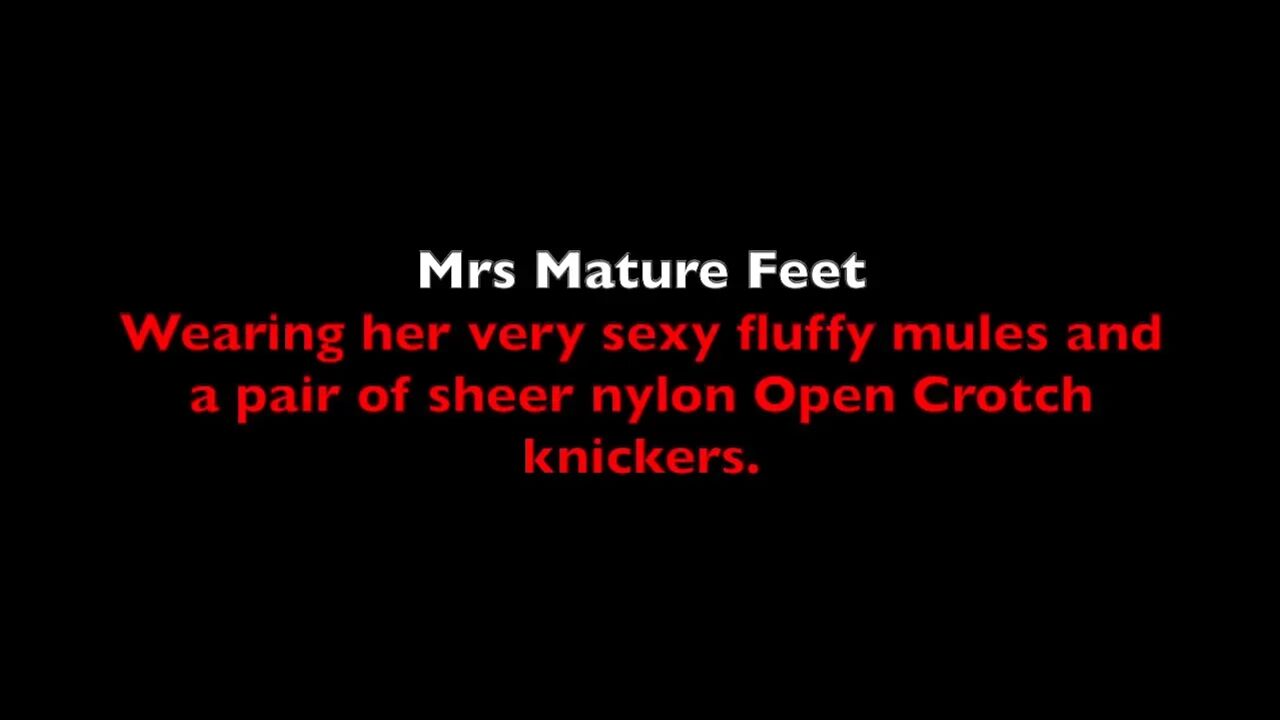 #378 Mrs Mature Feet wearing sexy fluffy Mules