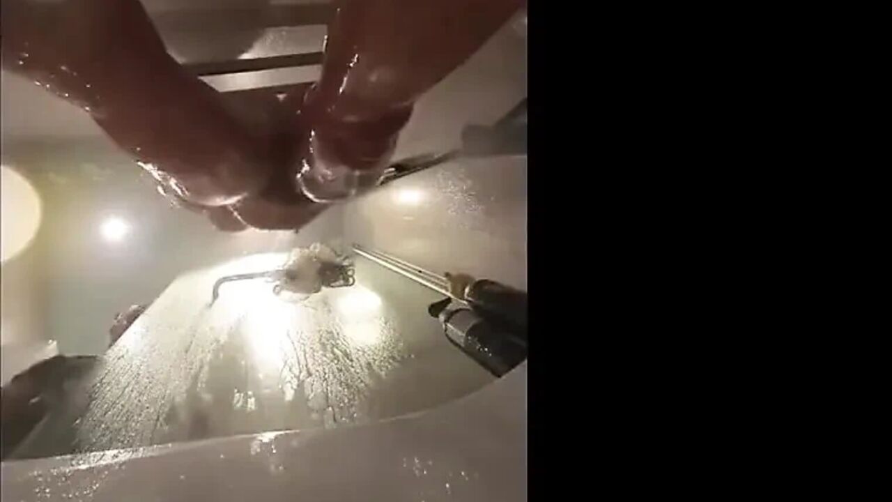 Webcam Under Stepsisters Bath. Wet Pussy After Sex with Boyfriend